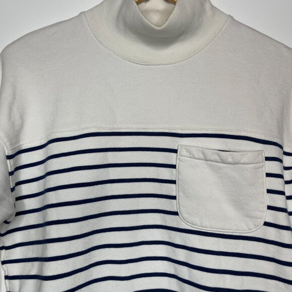 Madewell Striped‎ Mock Neck Sweatshirt Pullover with Pocket Casual Comfy - Picture 3 of 7